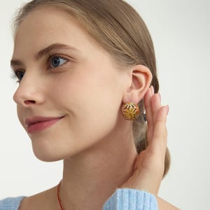 1 Pair Glamorous Flower Stainless Steel Gold Color Women's Stud Earrings h5 Picture4