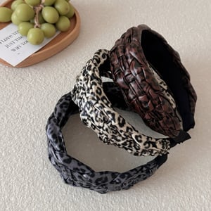 1 bandeau large torsadé à imprimé léopard rétro pour femme h5 Image2