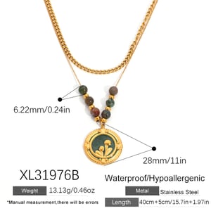Collier avec pendentif simple en forme de cercle floral en acier inoxydable pour femme, 1 pièce h5