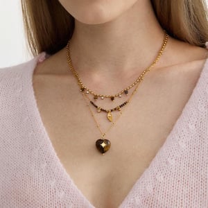 1 Piece Classic Heart Stainless Steel Gold Color Natural Stone Women's Pendant Necklaces h5 Picture3