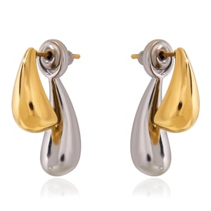 1 Pair Gold&Silver Colors Droplet Stainless Steel Women's Stud Earrings h5