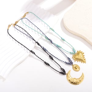 Collar con colgante clásico de luna de acero inoxidable para mujer, 1 pieza h5 Imagen4