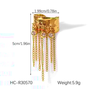 1 Piece Tassel Stainless Steel Gold Color Statement Ring h5 Picture2