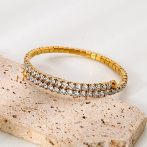 1 Stück luxuriöses Armband aus Edelstahl in Goldfarbe mit Zirkonia h5 Bild2