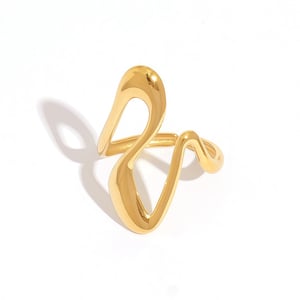 1 Piece  Simple Irregular Shape Stainless Steel  Gold Color Women's Statement Rings h5