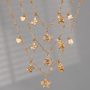 1 Piece Phalaenopsis Stainless Steel Gold Color Women's Pendant Necklaces h5 Picture3