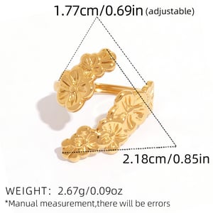 1 Piece Simple  Retro Flower Stainless Steel   Gold Color Women's Statement Rings h5 Picture2