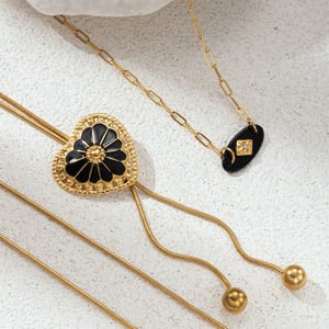 1 Piece Enamel Heart Stainless Steel Gold Color Pendant Necklace h5 Picture2