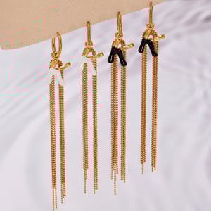 Boucles d&#39;oreilles pendantes modernes pour femme, en acier inoxydable doré, avec pompon en forme de lettre K (1 paire). h5 Image2