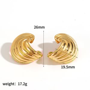 1 Pair C-shape Stainless Steel  Gold Color  Stud Earrings h5 