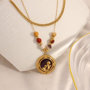 Collier avec pendentif simple en forme de cercle floral en acier inoxydable pour femme, 1 pièce h5 Image3