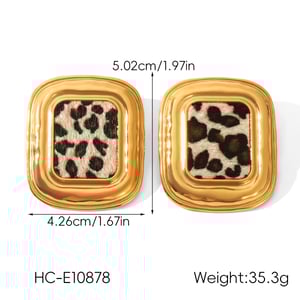 1 Pair Leopard Pattern Stainless Steel Gold Color Stud Earrings h5 Picture2