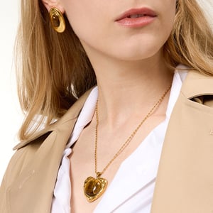 Parures de bijoux classiques en acier inoxydable couleur or et pierre naturelle pour femme h5 Image5