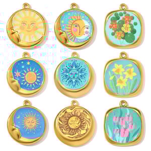 1 Piece Colorful Flower Pattern Stainless Steel Women's Pendants h5 Picture5