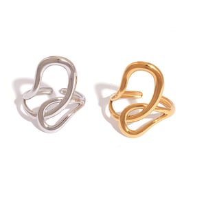 1 Piece Simple  Irregular Shape Stainless Steel   Gold Color Women's Statement Rings h5 Picture4