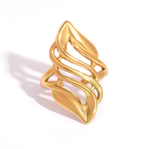 1 Piece Simple  Retro Irregular Shape Stainless Steel   Gold Color Women's Statement Rings h5