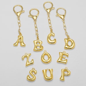 1 Piece Bubble Letter Copper Gold Color Keychain h5 Picture3
