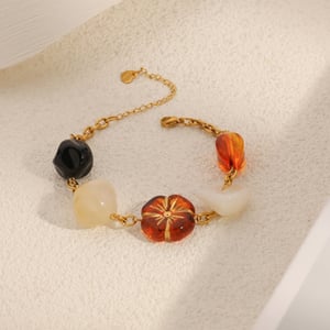 1 bracelet chaîne rétro en acier inoxydable pour femme avec motif floral h5 Image2