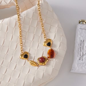 1 Piece Glamorous Flower Irregular Shape Stainless Steel Gold Color Acrylic Women's Pendant Necklaces h5 Picture6
