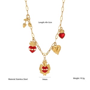 Collar con colgante de corazón intrincado de acero inoxidable para mujer de 1 pieza h5 