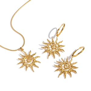 Ensemble de colliers en acier inoxydable couleur or Sun h5 Image5