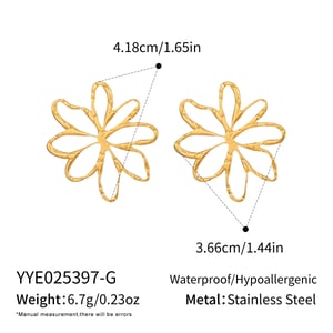 1 paire de boucles d'oreilles à tige en acier inoxydable couleur or en forme de fleur h5