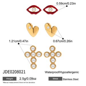 1 Set Exquisite Heart Stainless Steel Gold Color Women's Stud Earrings h5 Picture2