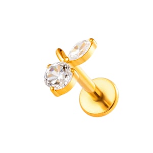 1 Piece Shining Bow Knot Star Fish Titanium Alloy Gold Color Zircon Women's Piercing Earrings h5