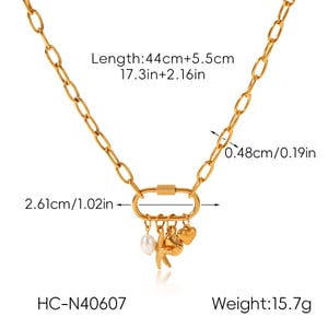 1 Piece Stainless Steel Gold Color Oceanic Pendant Necklace h5 Picture2