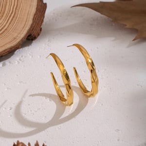 1 Pair Casual Circle Stainless Steel Gold Color Hoop Earrings h5 Picture2