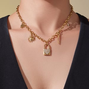 1 Piece Exquisite Flower Stainless Steel Gold Color Women's Pendant Necklaces h5 Picture5