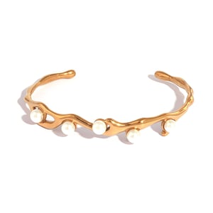 1 Piece Simple  Elegant Twist Stainless Steel  Gold Color Women's Bangles h5