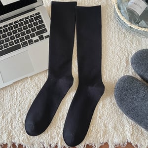 1 Pair Simple Long Solid Colored Pure Cotton Women's Mid-Calf Socks h5