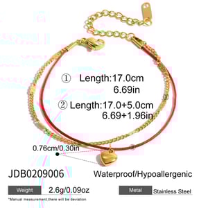 1 stuk romantische hartvormige roestvrijstalen goudkleurige damesbedelarmbanden h5 Afbeelding2