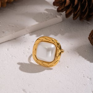 Ensemble de boucles d&#39;oreilles élégantes en acier inoxydable doré et perles h5 Image4