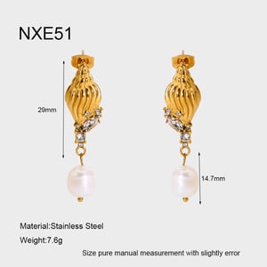 1 Pair Luxurious Retro Turtle Stainless Steel   Gold Color  Zircon Women's Dangle Earrings h5