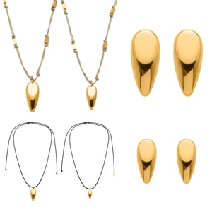 Modern Irregular Shape Stainless Steel Gold Color Women's Jewelry Sets h5 Picture6