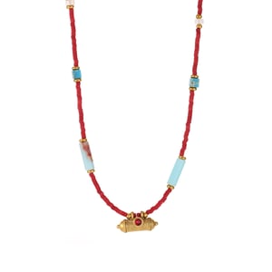 Collar de cuentas vintage para mujer con piedras naturales de colores variados (1 pieza) h5 Imagen6