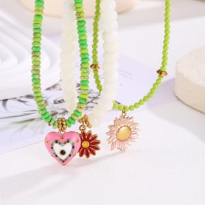 Collar de cuentas para mujer con piedras naturales y flores vívidas de 1 pieza h5 Imagen2