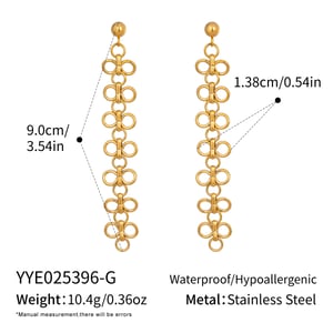 1 paire de boucles d'oreilles pendantes romantiques en acier inoxydable couleur or avec motif de fleurs h5