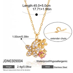 Collier avec pendentif en forme de fleur exquise en acier inoxydable pour femme, 1 pièce h5 Image2