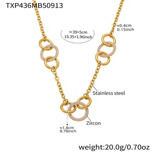 Luxurious Circle Stainless Steel Gold Color Women's Jewelry Sets h5 
