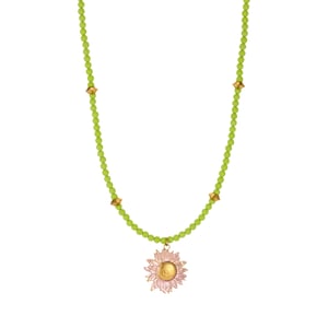 Collar de cuentas para mujer con piedras naturales y flores vívidas de 1 pieza h5 Imagen5