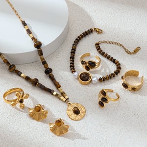 Natural Stone Beads Stainless Steel Necklaces Set h5 Picture2