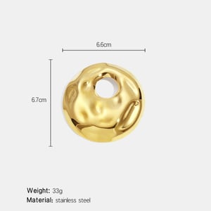 Broche ronde creuse en acier inoxydable doré (1 pièce) h5 Image2