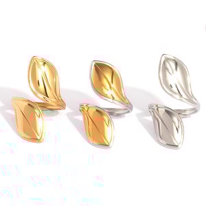 1 Piece Simple  Retro Leaf Stainless Steel   Gold Color Women's Statement Rings h5 Picture6