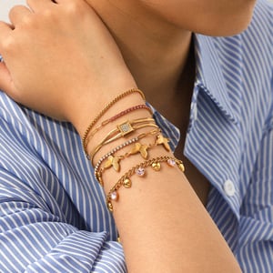 1 Piece Elegant Stainless Steel Gold Color Zircon Charm Bracelet h5 Picture4