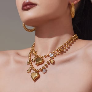 1 Piece Romantic Heart Stainless Steel Gold Color Women's Pendant Necklaces h5 Picture5