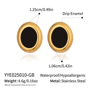 1 paire de boucles d'oreilles à tige rondes en acier inoxydable émaillé couleur or h5