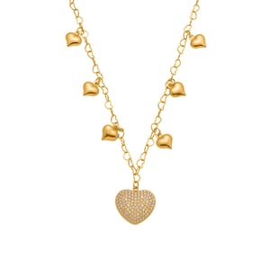 1 Piece Dazzling Heart Stainless Steel Fully-jewelled Zircon Women's Pendant Necklaces h5 